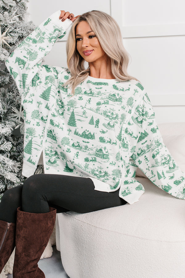 Christmas Vintage Patterned Sweater (Hunter Green)
