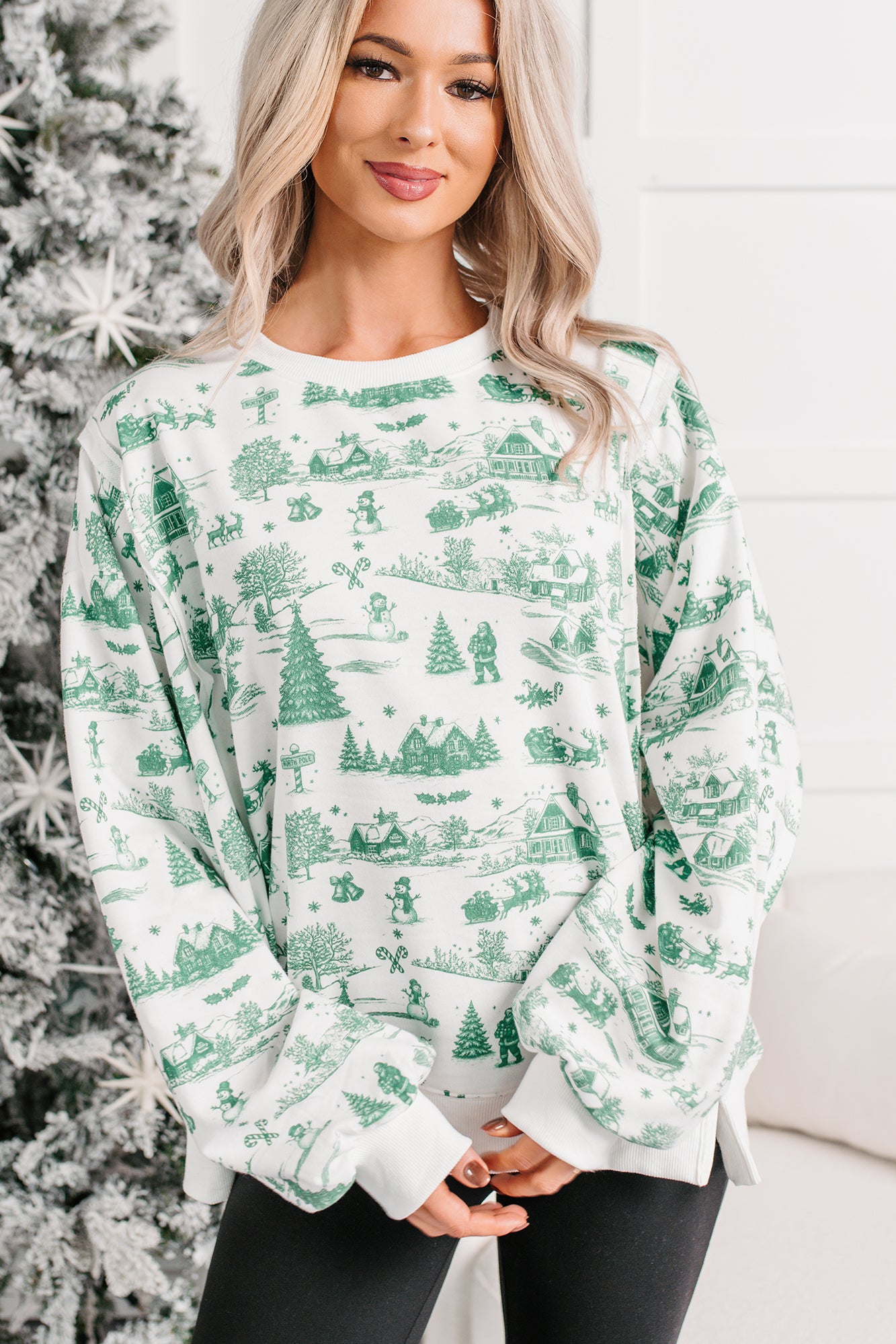 Christmas Vintage Patterned Sweater (Hunter Green) - NanaMacs