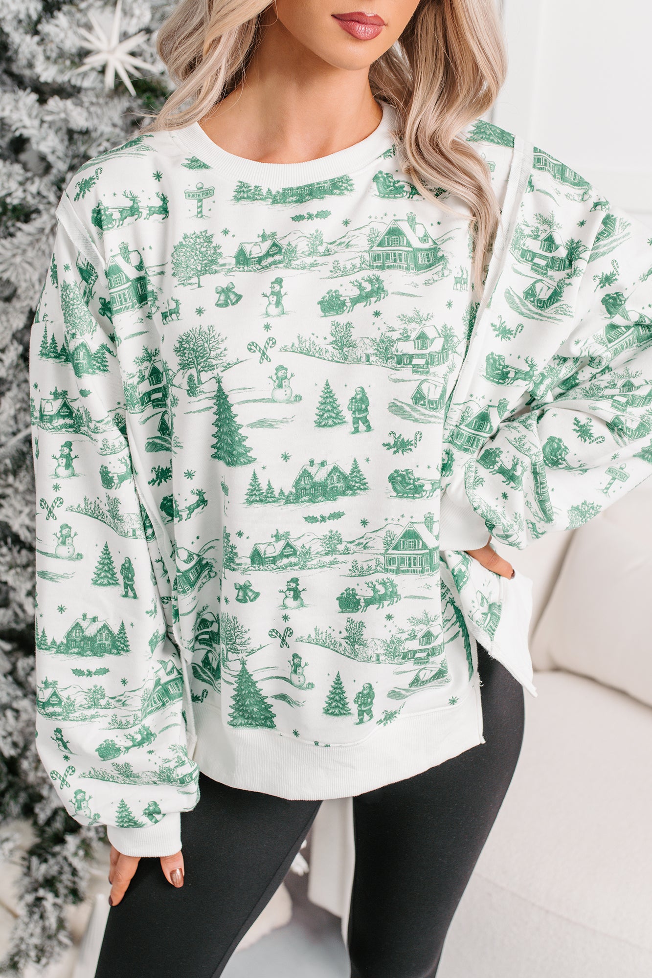 Christmas Vintage Patterned Sweater (Hunter Green) - NanaMacs