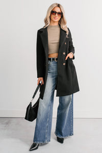 Downtown Drift Button Up Lightweight Coat (Black) - NanaMacs