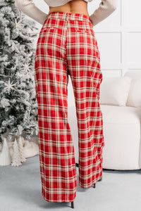 Festive Fun Plaid Wide Leg Pants (Red/Multi) - NanaMacs