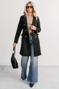 Downtown Drift Button Up Lightweight Coat (Black) - NanaMacs