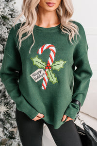 "Happy Holidays" Christmas Sweater (Hunter Green) - NanaMacs