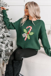 "Happy Holidays" Christmas Sweater (Hunter Green) - NanaMacs