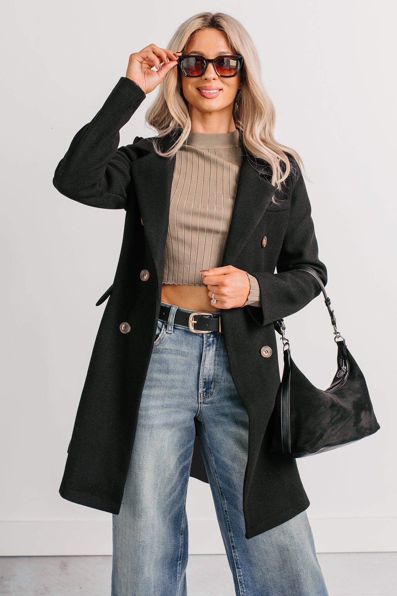 Downtown Drift Button Up Lightweight Coat (Black) - NanaMacs