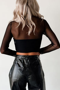 Limitless Vision Mesh Rhinestone Spider Web Top (Black) - NanaMacs