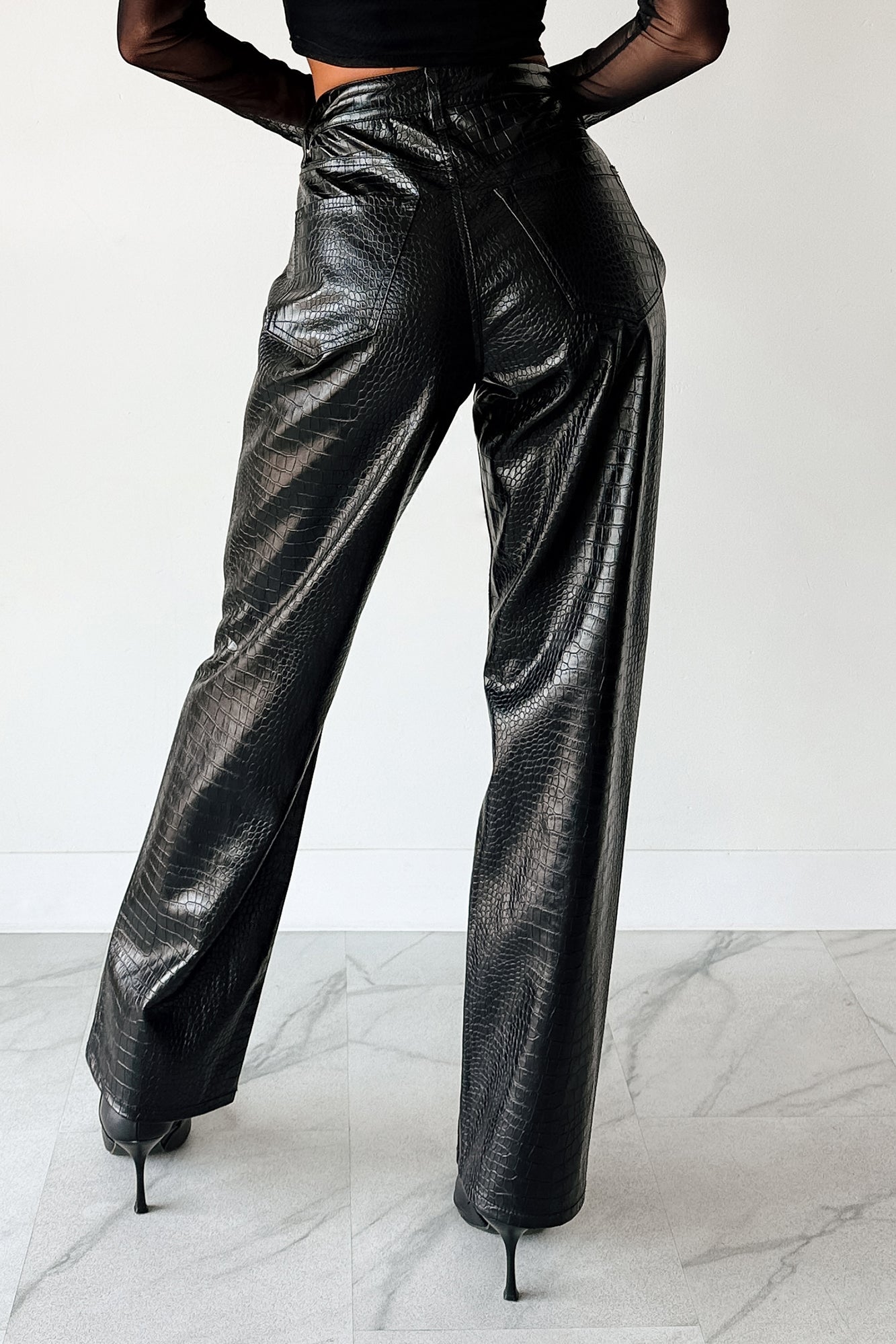 パンツ GOAR BLACK CROCO ZIPPER PANTS Alligator Zipper Pants (Black)