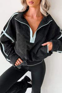 Simple Comfort Half-Zip Fleece Pullover (Black) - NanaMacs