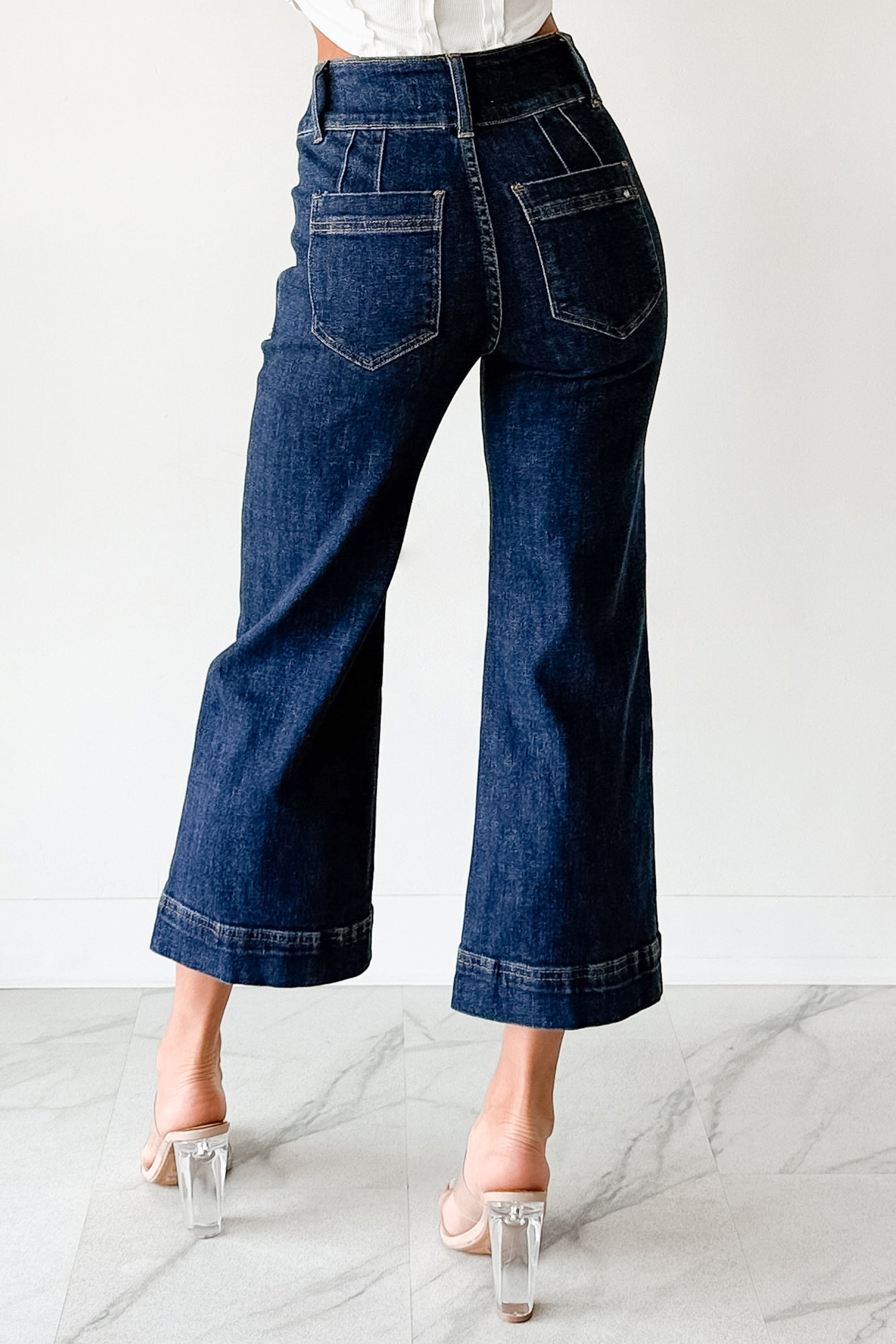 Tatum Wide Leg Mica Denim Crop Jeans (French Navy) - NanaMacs