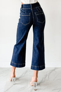 Tatum Wide Leg Mica Denim Crop Jeans (French Navy) - NanaMacs