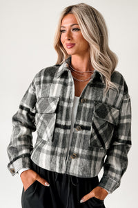 Can’t Relate Plaid Button-Down Shacket (Charcoal) - NanaMacs