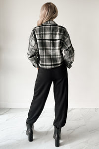 Can’t Relate Plaid Button-Down Shacket (Charcoal) - NanaMacs