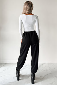 Everyday Lovely V Neck Long Sleeve Bodysuit (White) - NanaMacs