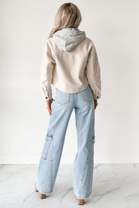 Holding Steady Button-Up Hoodie Jacket (Ivory) - NanaMacs