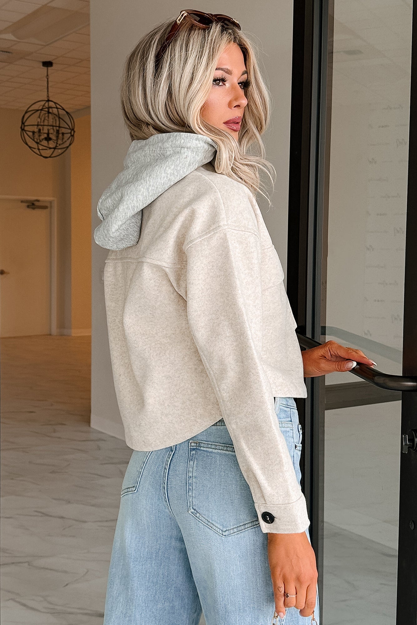 Holding Steady Button-Up Hoodie Jacket (Ivory) - NanaMacs