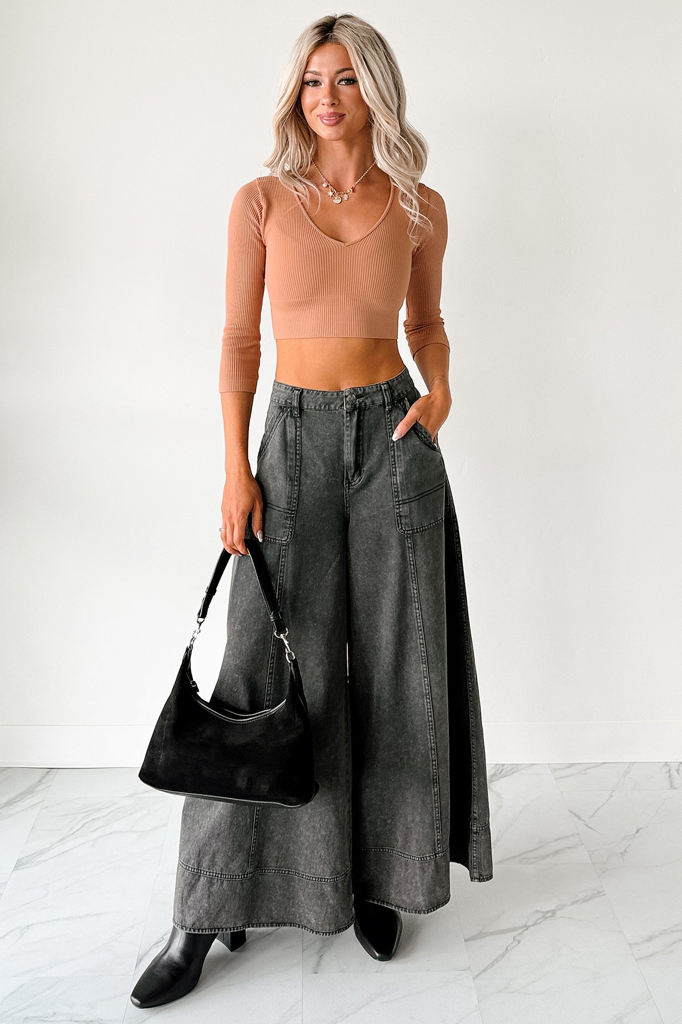 Norris Ultra Wide Leg Mustard Seed Jeans (Charcoal) · NanaMacs