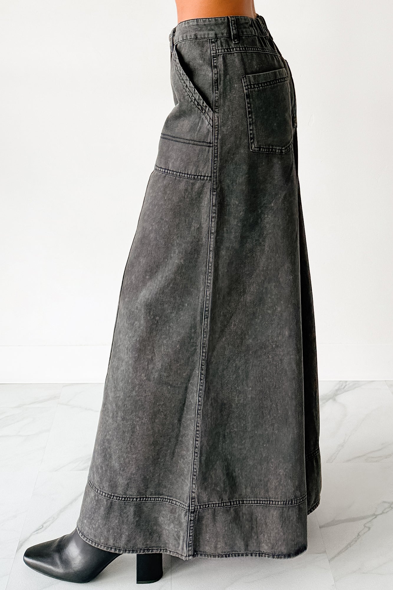 Norris Ultra Wide Leg Mustard Seed Jeans (Charcoal) - NanaMacs