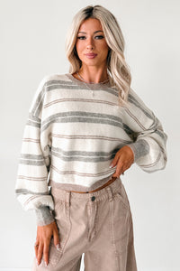Take Control Striped Dolman Sleeve Sweater (Cream) - NanaMacs