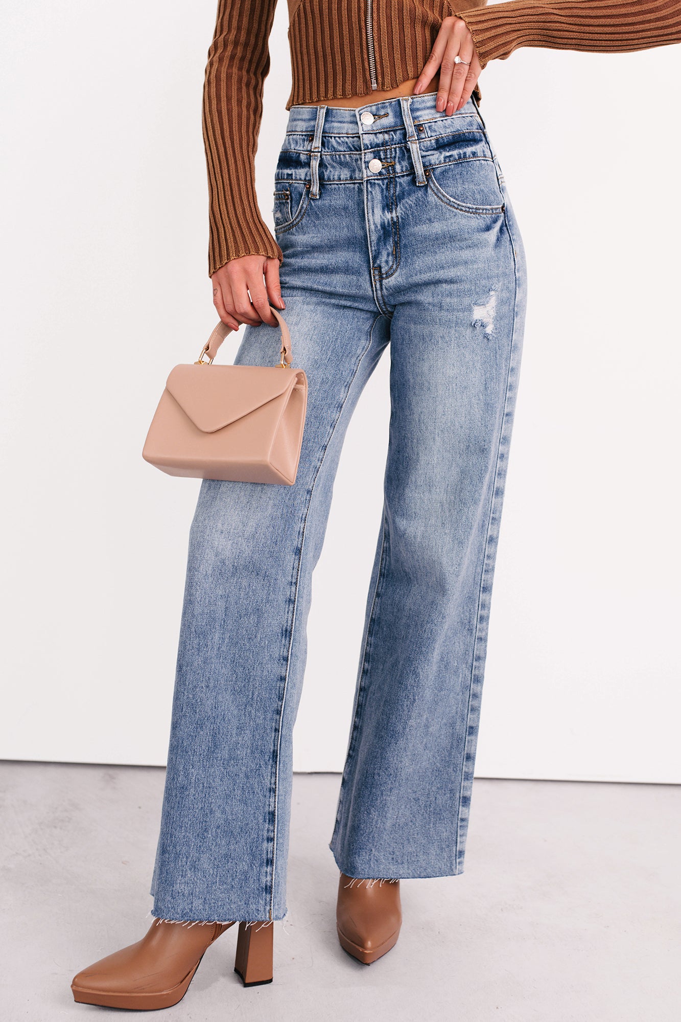 Xander High Rise Double Waist Saige Denim Jeans (Medium) · NanaMacs