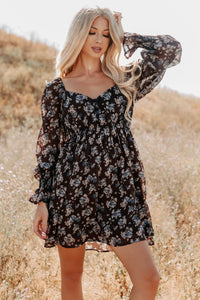 Midnight Blooms Floral Mini Dress (Baked Plum) - NanaMacs