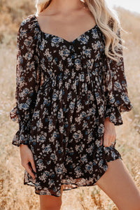 Midnight Blooms Floral Mini Dress (Baked Plum) - NanaMacs