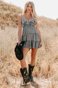 Vibes Don’t Lie Sleeveless Mini Dress (Grey/Denim) - NanaMacs