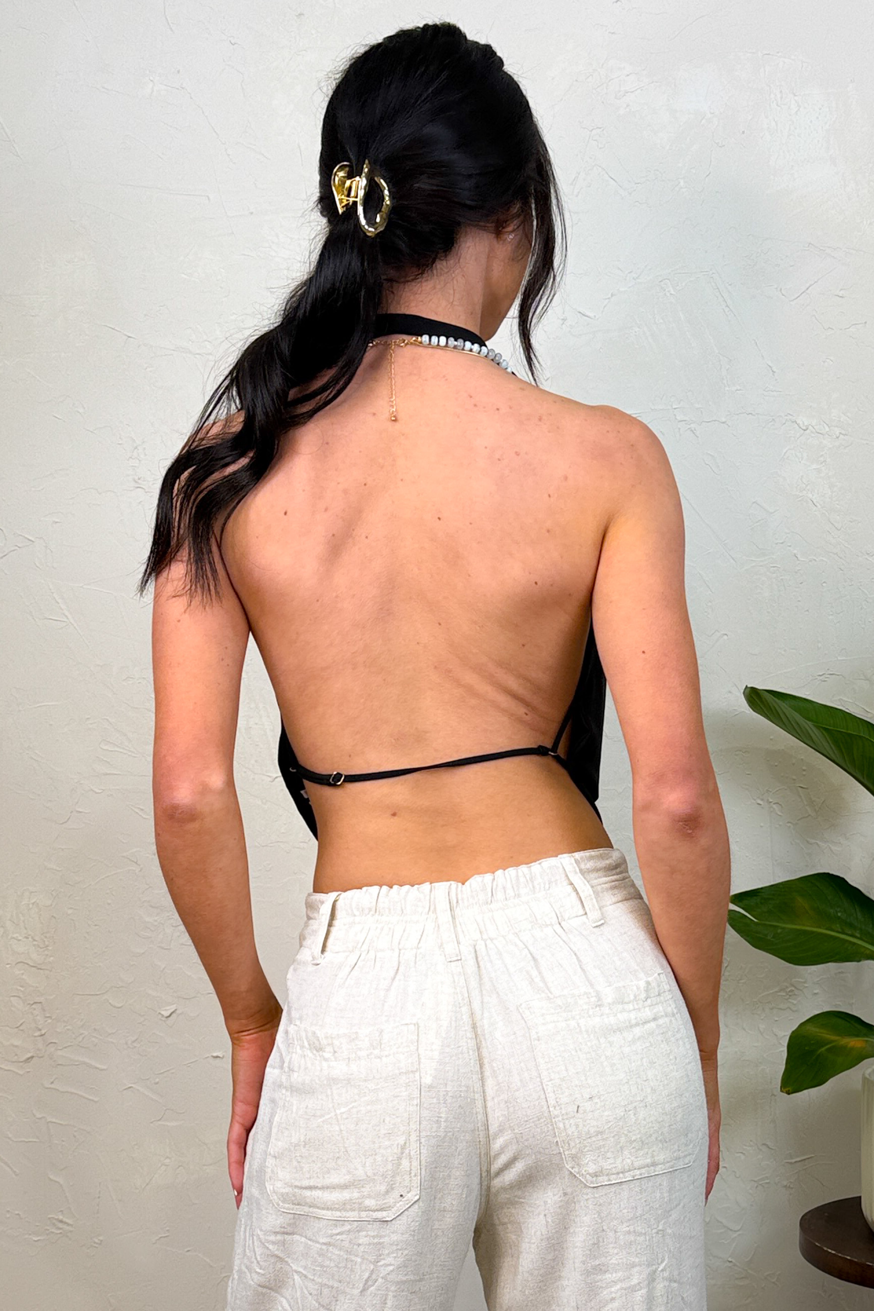 It Girl Energy Backless Halter Top (Black) - NanaMacs
