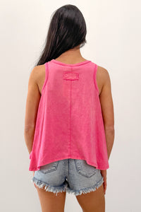 Lazy Day Love Mineral Wash Cotton Tank Top (Pink) - NanaMacs