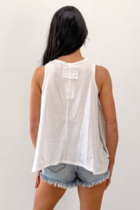 Lazy Day Love Mineral Wash Cotton Tank Top (White) - NanaMacs