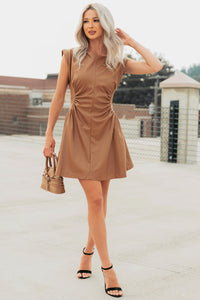 Quietly Confident Faux Leather Mini Dress (Mocha) - NanaMacs