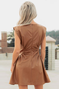 Quietly Confident Faux Leather Mini Dress (Mocha) - NanaMacs