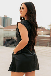 Quietly Confident Faux Leather Mini Dress (Black) - NanaMacs