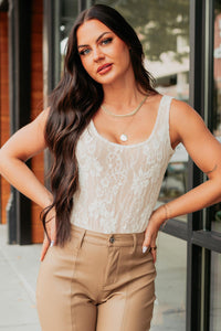 Bloomed For You Sleeveless Lace Bodysuit (Cream) - NanaMacs
