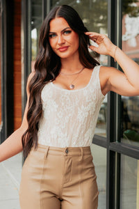 Bloomed For You Sleeveless Lace Bodysuit (Cream) - NanaMacs