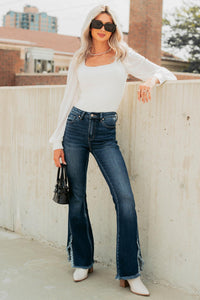 Hector Frayed Hem Kancan Bootcut Jeans (Dark) - NanaMacs