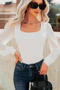 Inspired Moments Mesh Sleeve Top (Ivory) - NanaMacs