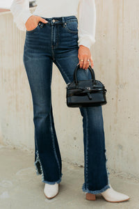 Hector Frayed Hem Kancan Bootcut Jeans (Dark) - NanaMacs