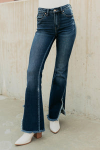 Hector Frayed Hem Kancan Bootcut Jeans (Dark) - NanaMacs