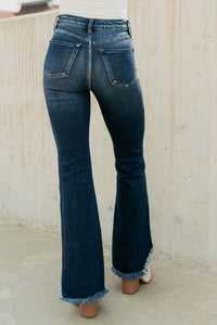 Hector Frayed Hem Kancan Bootcut Jeans (Dark) - NanaMacs