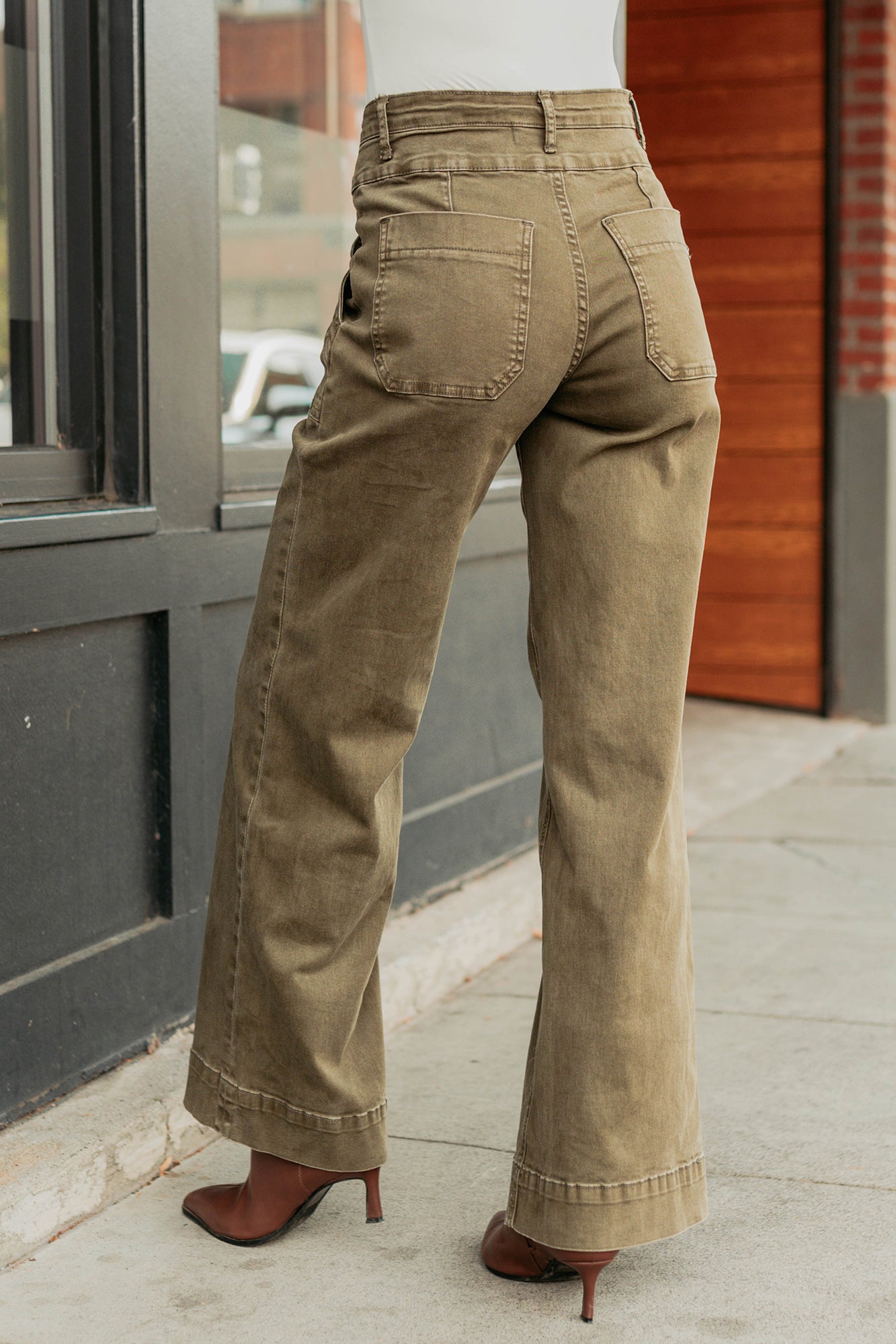 Henley Wide Leg Mica Denim Jeans (Fern Green) - NanaMacs