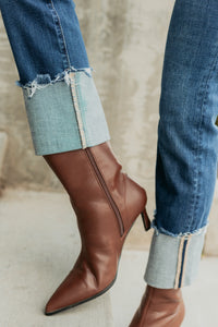 Ava Straight Leg Cuffed Mica Denim Jeans (Dark) - NanaMacs