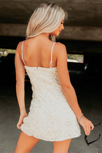 Princess Moment Lace Floral Mini Dress (Ivory) - NanaMacs