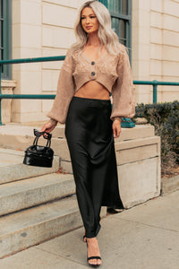 True Escapism Cropped Cable Knit Cardigan (Taupe) - NanaMacs