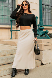 Chic Knows Best Textured Maxi Skirt (Champagne) - NanaMacs