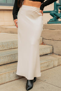 Chic Knows Best Textured Maxi Skirt (Champagne) - NanaMacs