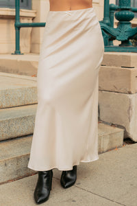 Chic Knows Best Textured Maxi Skirt (Champagne) - NanaMacs