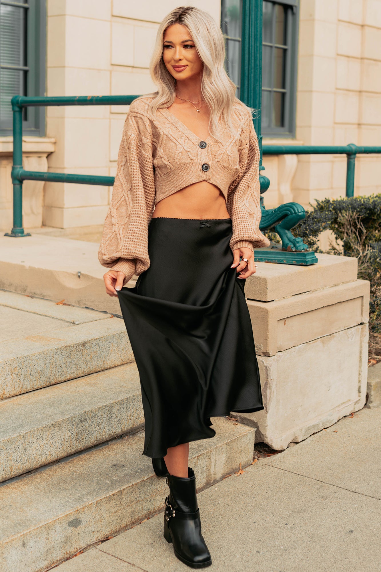 Chic Knows Best Textured Maxi Skirt (Black) - NanaMacs