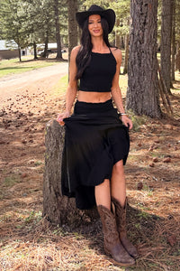 Made For Sunshine Halter Top And Maxi Skirt Set (Black) - NanaMacs