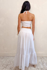 Made For Sunshine Halter Top And Maxi Skirt Set (White) - NanaMacs