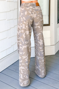 Mitchell Wide Leg Hidden Premium Jeans (Tan Camo) - NanaMacs